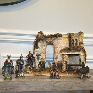 Department 56 A Child is Born Nativity Set 10 Pieces Manger EUC